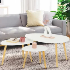 Lot de 3 tables gigognes scandinaves laquées blanc
