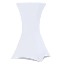Lot de 4 tables hautes pliantes d’extérieur + housses blanches