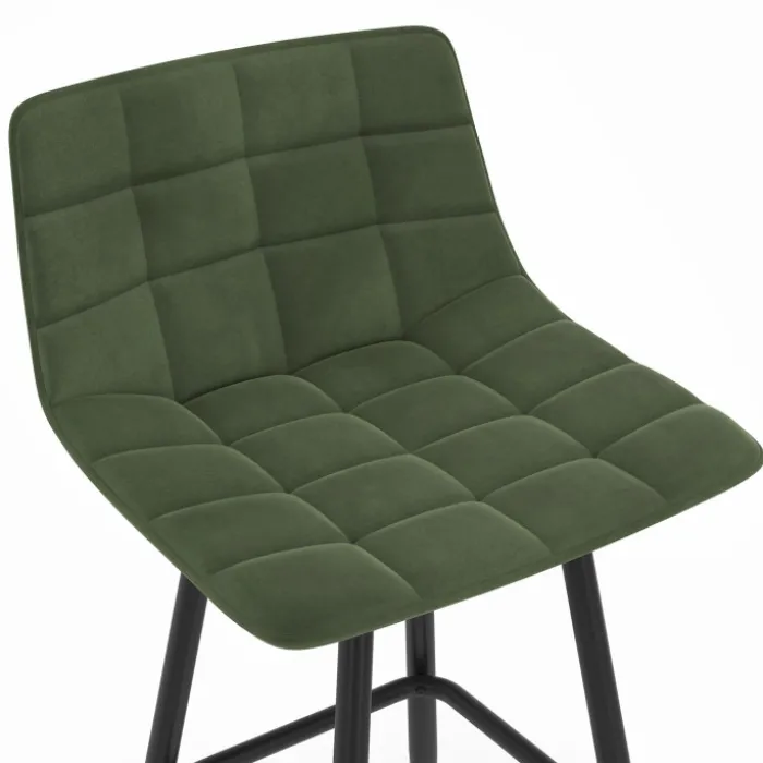 Lot de 4 tabourets de bar en velours vert