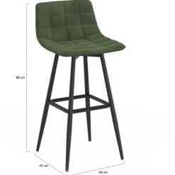 Lot de 4 tabourets de bar en velours vert