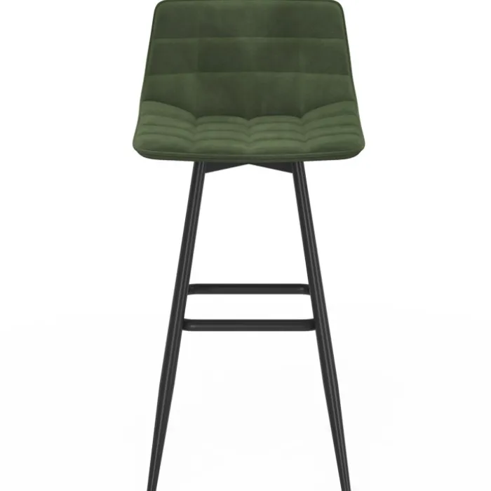 Lot de 4 tabourets de bar en velours vert