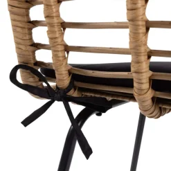 Lot de 2 tabourets de bar effet rotin pied métal noir