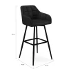 Lot de 4 tabourets de bar en velours noir avec accoudoirs