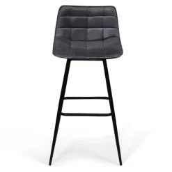 Lot de 2 tabourets de bar en velours gris foncé