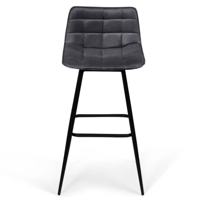 Lot de 2 tabourets de bar en velours gris foncé
