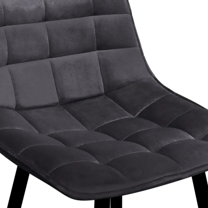 Lot de 2 tabourets de bar en velours gris foncé