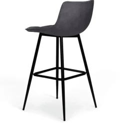 Lot de 2 tabourets de bar en velours gris foncé