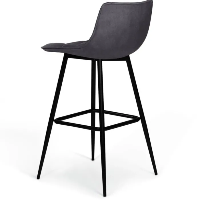 Lot de 2 tabourets de bar en velours gris foncé