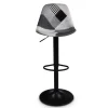 Lot de 2 tabourets de bar noirs réglables patchworks noirs, gris et blancs