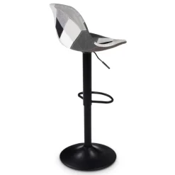 Lot de 2 tabourets de bar noirs réglables patchworks noirs, gris et blancs