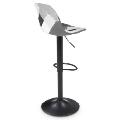 Lot de 4 tabourets de bar design patchworks noir, gris et blanc