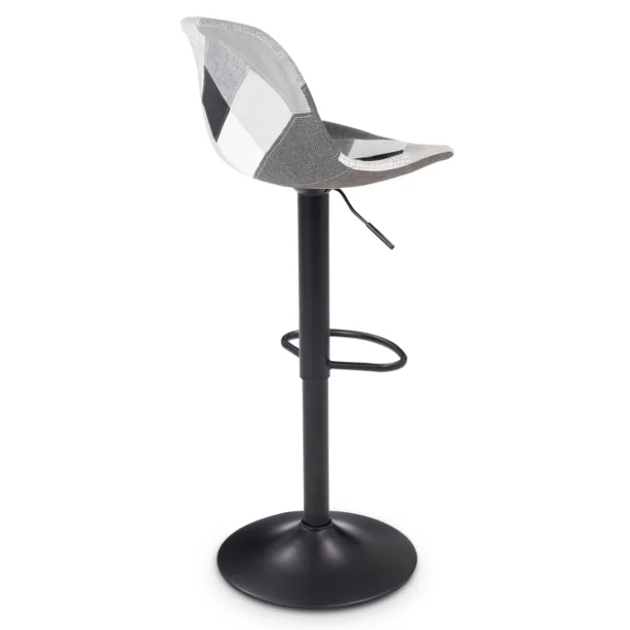 Lot de 4 tabourets de bar design patchworks noir, gris et blanc