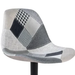 Lot de 4 tabourets de bar design patchworks noir, gris et blanc