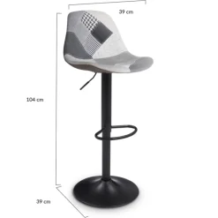 Lot de 4 tabourets de bar design patchworks noir, gris et blanc