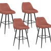 Lot de 4 tabourets de bar en velours terracotta avec demi-accoudoirs