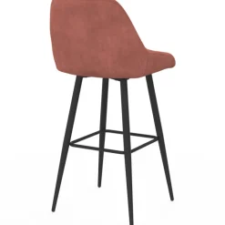 Lot de 4 tabourets de bar en velours terracotta avec demi-accoudoirs