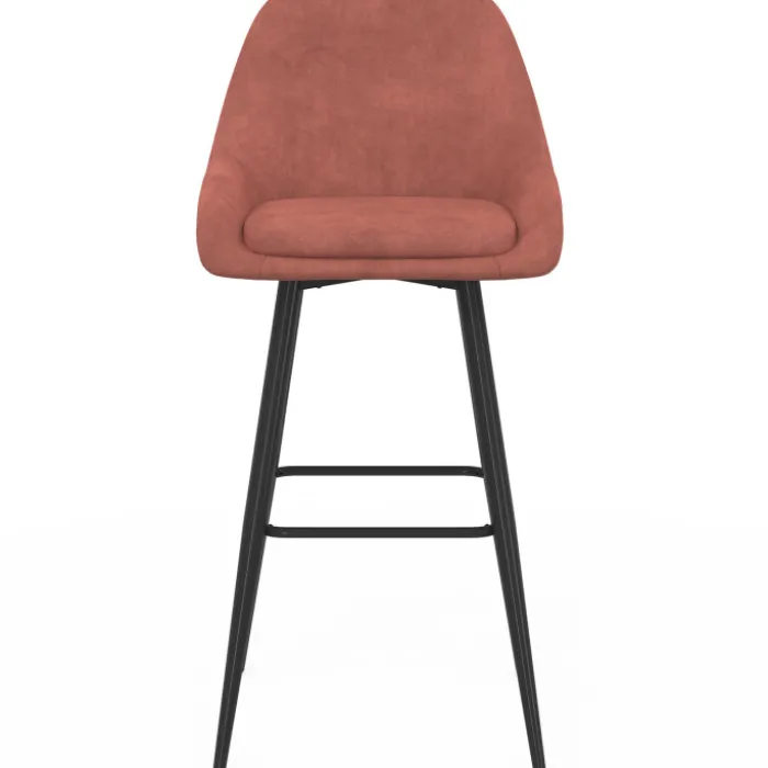 Lot de 4 tabourets de bar en velours terracotta avec demi-accoudoirs
