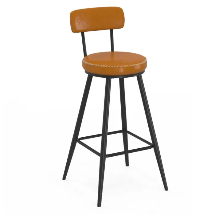 Lot de 4 tabourets de bar marron et pieds métal