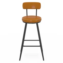 Lot de 4 tabourets de bar marron et pieds métal