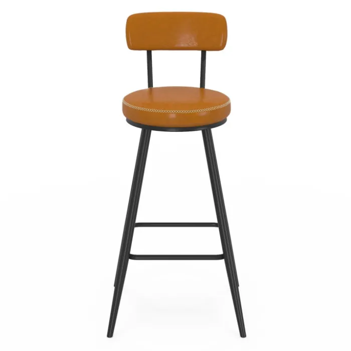 Lot de 4 tabourets de bar marron et pieds métal