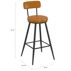 Lot de 4 tabourets de bar marron et pieds métal