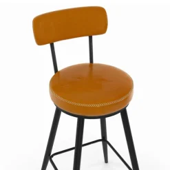 Lot de 4 tabourets de bar marron et pieds métal