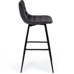 Lot de 4 tabourets de bar matelassés en velours mix color