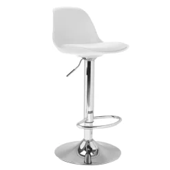 Lot de 4 tabourets de bar blanc réglables pied métal