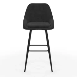 Lot de 4 tabourets de bar en velours noir rembourrés