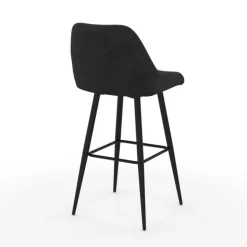 Lot de 4 tabourets de bar en velours noir rembourrés