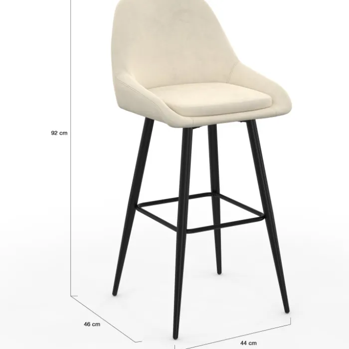Lot de 4 tabourets de bar THALYA en velours mix color gris foncé, terracotta x2, beige avec demi-accoudoirs