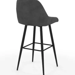 Lot de 4 tabourets de bar THALYA en velours mix color gris foncé, terracotta x2, beige avec demi-accoudoirs