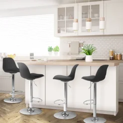 Lot de 4 tabourets de bar noir réglables pied métal