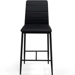 Lot de 4 tabourets de bar en PVC noir rembourrés