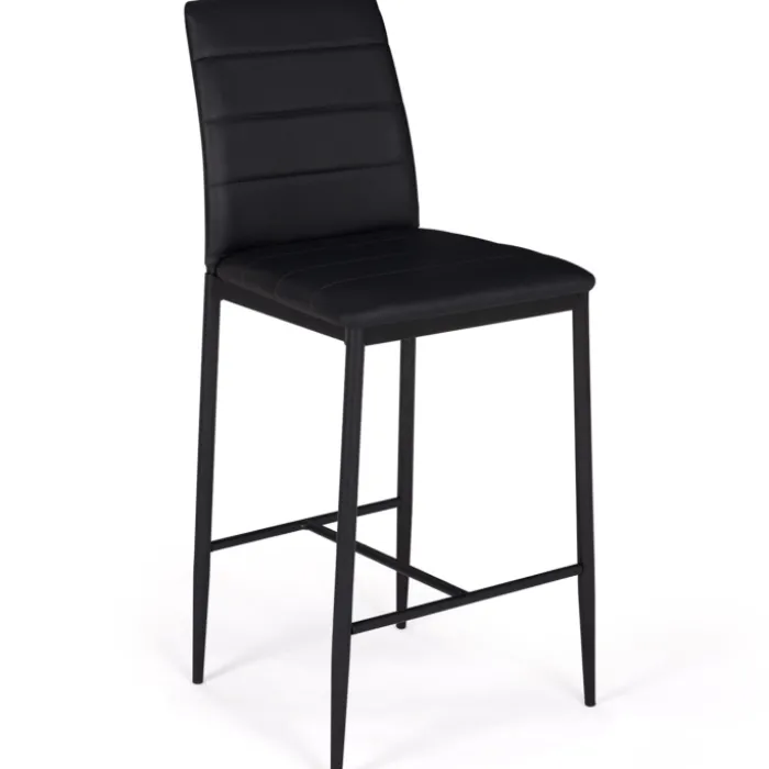 Lot de 4 tabourets de bar en PVC noir rembourrés