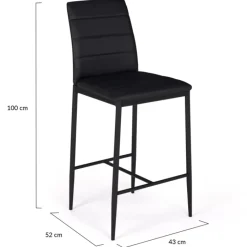 Lot de 4 tabourets de bar en PVC noir rembourrés