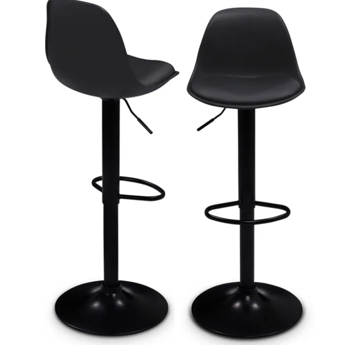 Lot de 2 tabourets de bar noir réglables