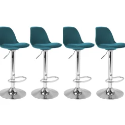 Lot de 4 tabourets de bar bleu canard réglables pied métal