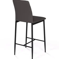 Lot de 4 tabourets de bar en PVC gris rembourrés
