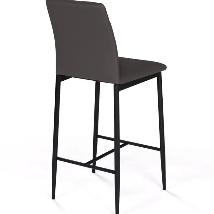 Lot de 4 tabourets de bar en PVC gris rembourrés