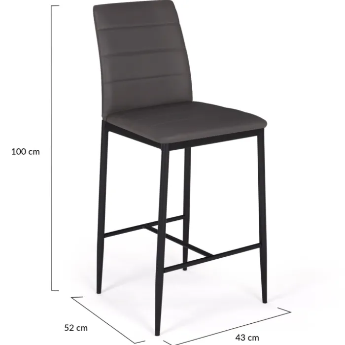 Lot de 4 tabourets de bar en PVC gris rembourrés