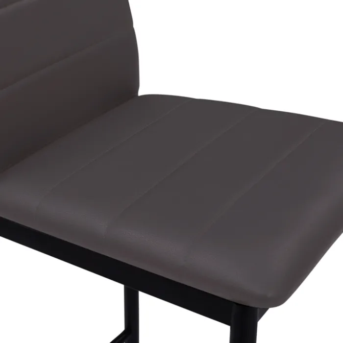 Lot de 4 tabourets de bar en PVC gris rembourrés