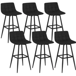 Lot de 6 tabourets de bar en velours noir
