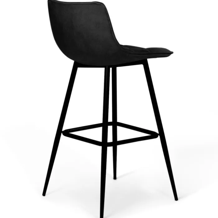 Lot de 6 tabourets de bar en velours noir
