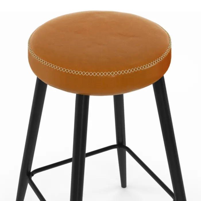 Lot de 2 tabourets de bar marron et pieds métal