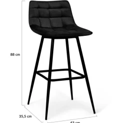 Lot de 2 tabourets de bar en velours noir