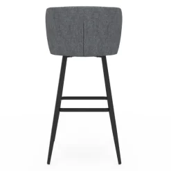 Lot de 4 tabourets de bar assise en tissu gris foncé et pieds en métal noir