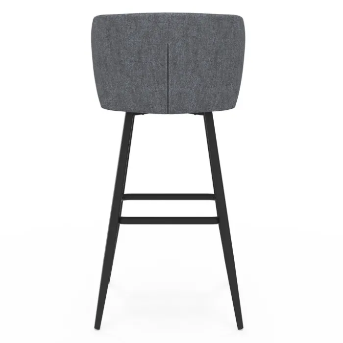 Lot de 4 tabourets de bar assise en tissu gris foncé et pieds en métal noir