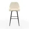 Lot de 2 tabourets de bar en velours beige avec demi-accoudoirs