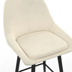 Lot de 2 tabourets de bar en velours beige avec demi-accoudoirs